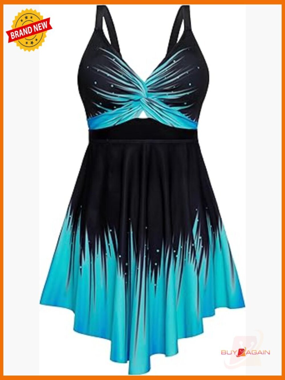 Plus Size Swim Dress Tankini Set Tummy Control High Waisted Boyshorts UPF 30